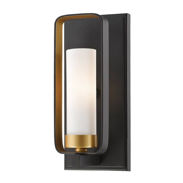 Z-Lite Aideen 1 Light Wall Sconce, Bronze Gold & Matte Opal 6000-1S-BZGD